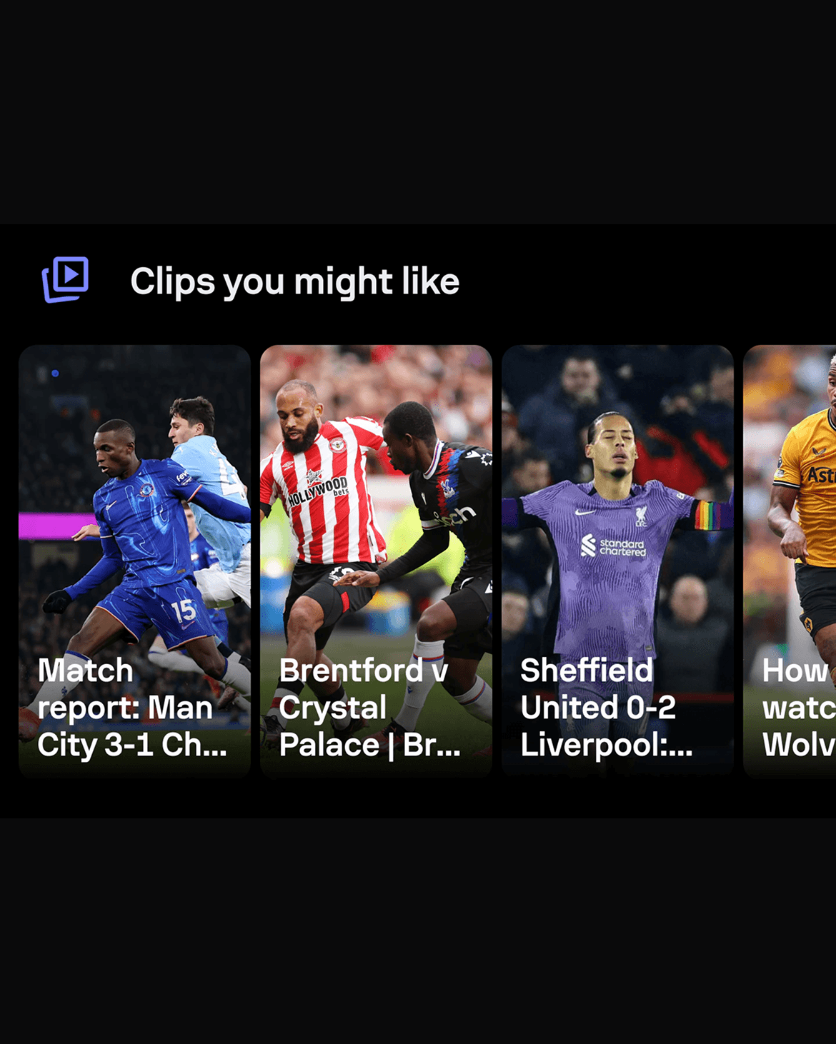 Clips you might like short-form video section inside Sofascore Feed.