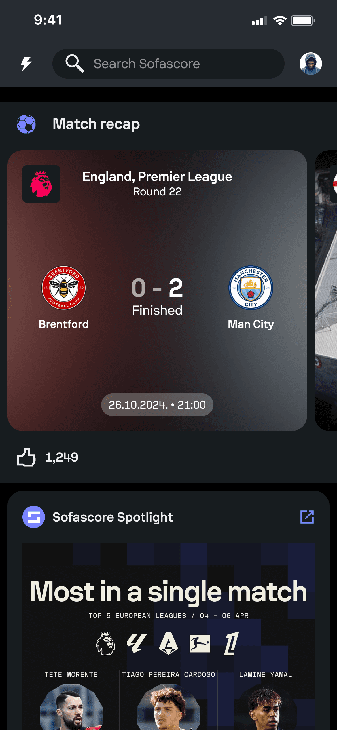 Sofascore Feed guided step 2.