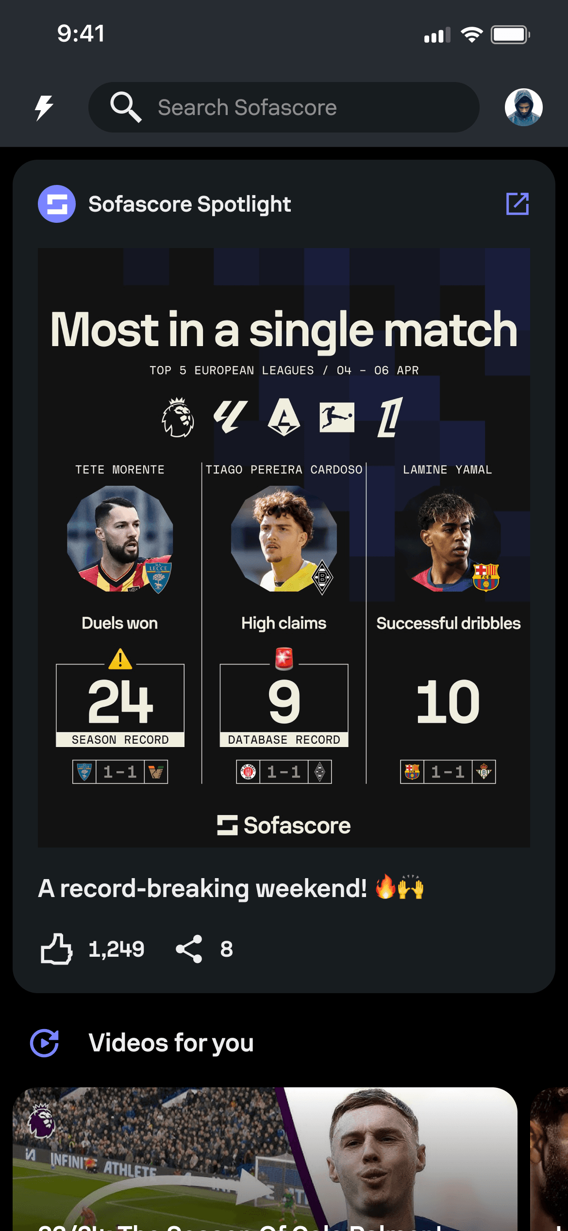 Sofascore Feed guided step 3.
