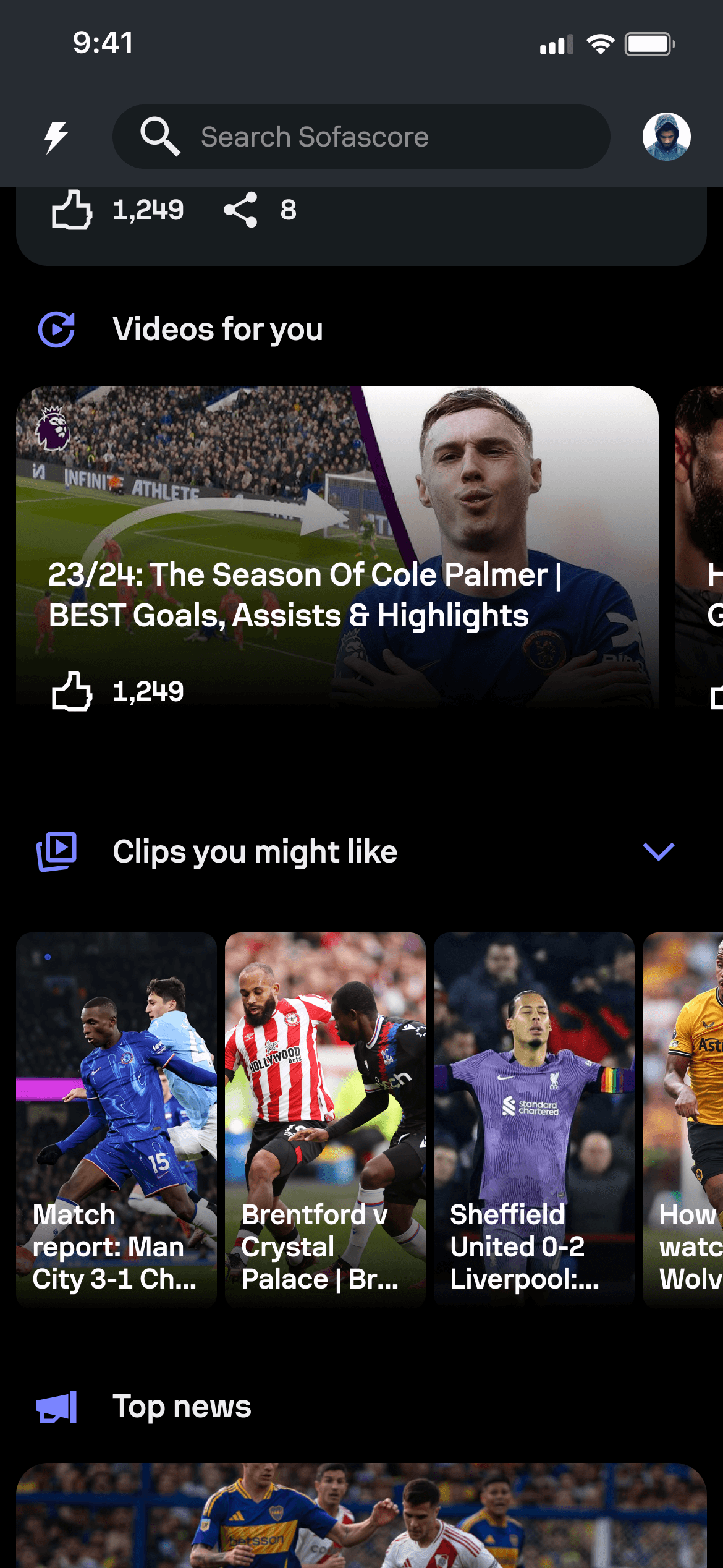 Sofascore Feed guided step 4.