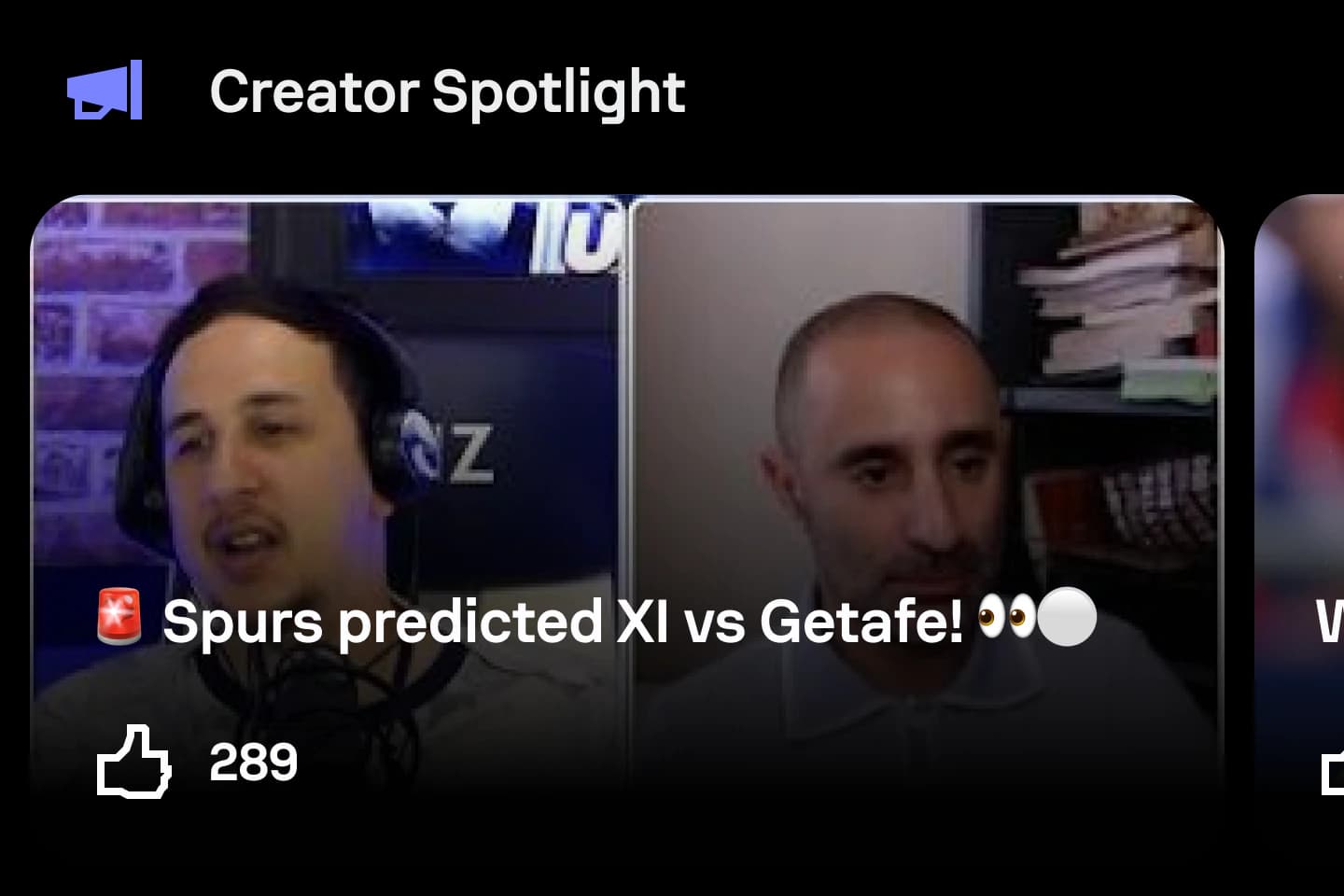 Creator Spotlight video content inside Sofascore Feed.