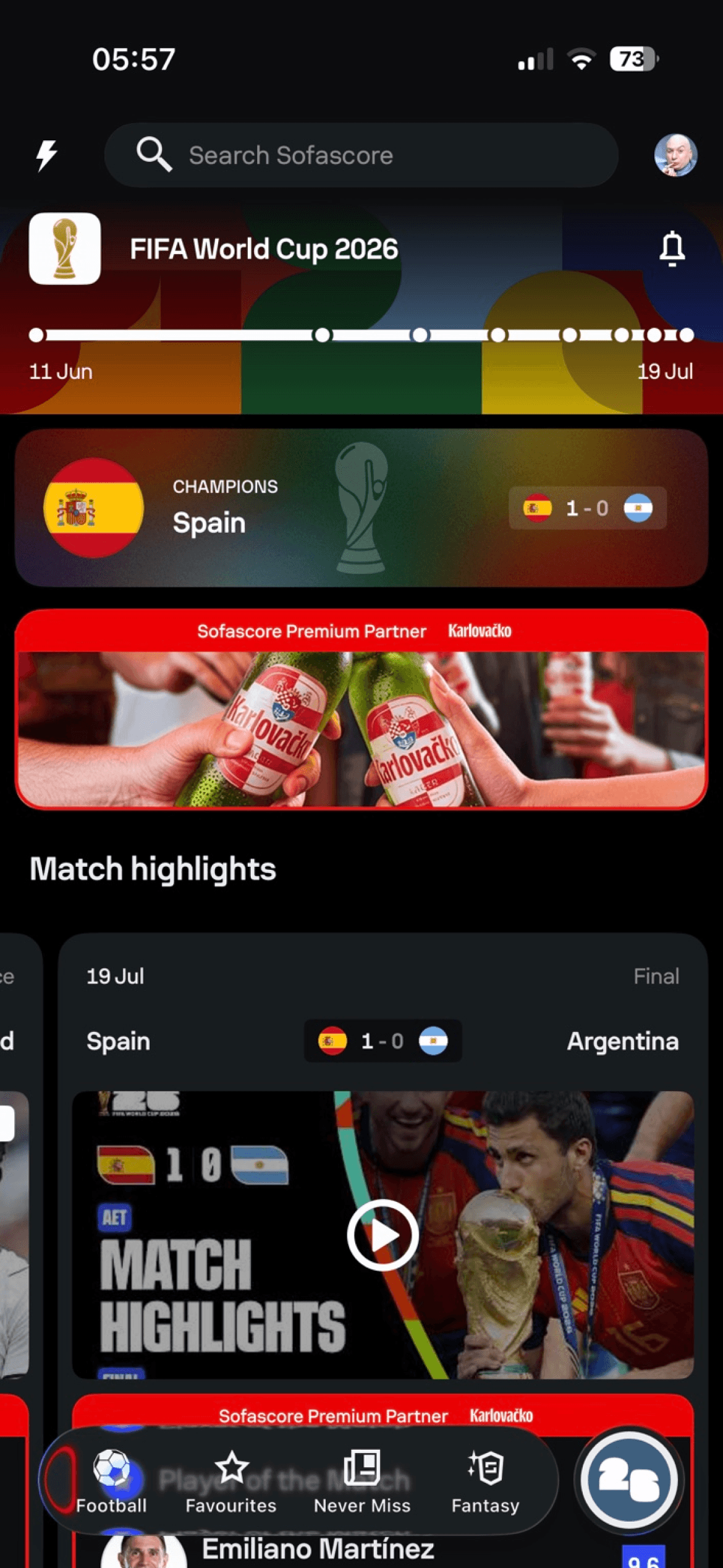 FIFA World Cup post-tournament hub celebrating the tournament winner.